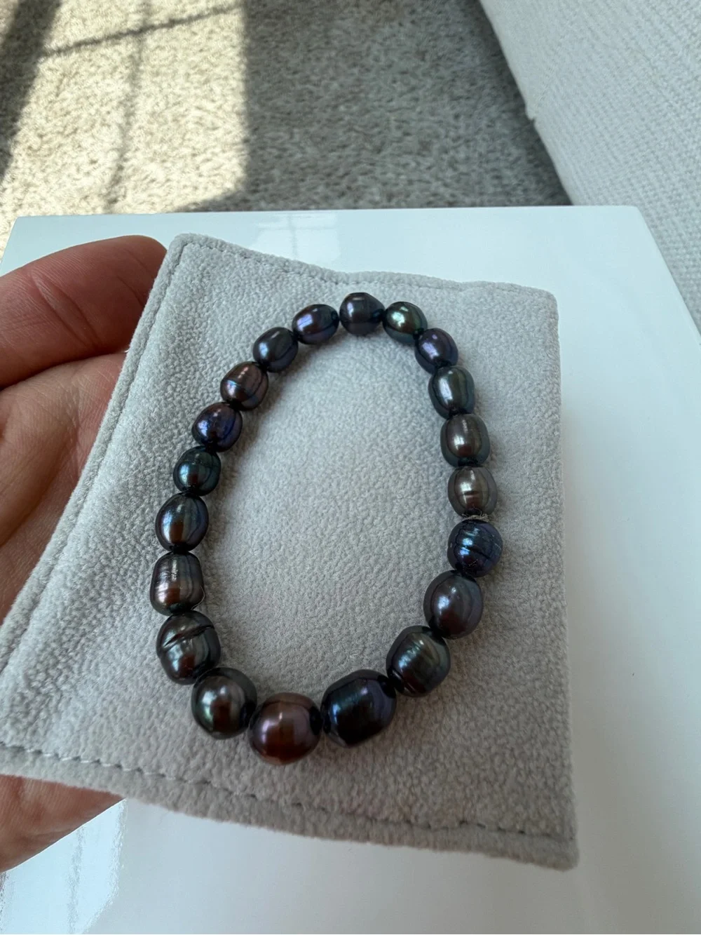 Black Pearl Beaded Stretch Bracelet - Women Jewelry
